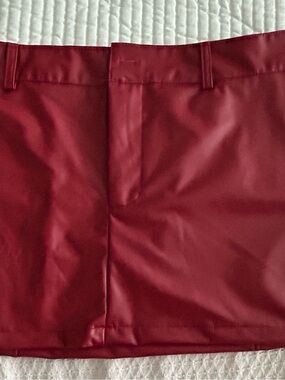 SHEIN Red Faux Leather Mini Skirt
